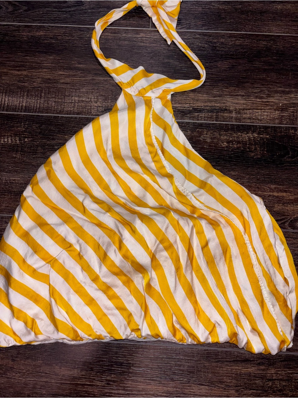 Anthropologie Yellow and White Striped Halter Bubble Tank - Picture 5 of 9